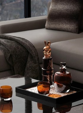 E-Pin 逸品家居轻奢酒具套组搭配样板房客厅茶几摆件装饰马毛托盘