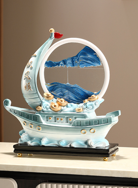 一帆风顺帆船摆件新中式客厅玄关电视柜办公室桌面装饰品乔迁礼品