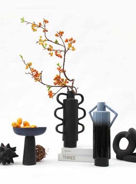 新中式环型陶瓷花器摆件酒店会所样品屋展示中心样板间客厅花瓶装