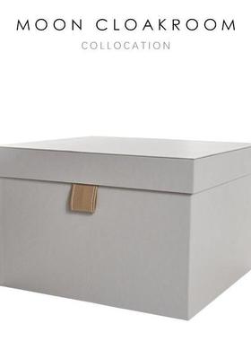 样板房间收纳箱储物盒装饰品衣帽间灰色收纳皮质盒摆件