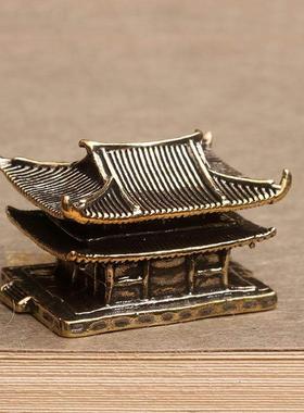 黄铜微景观配件假山古楼阁盆景水陆缸鱼缸摆件中式古建筑微缩模型