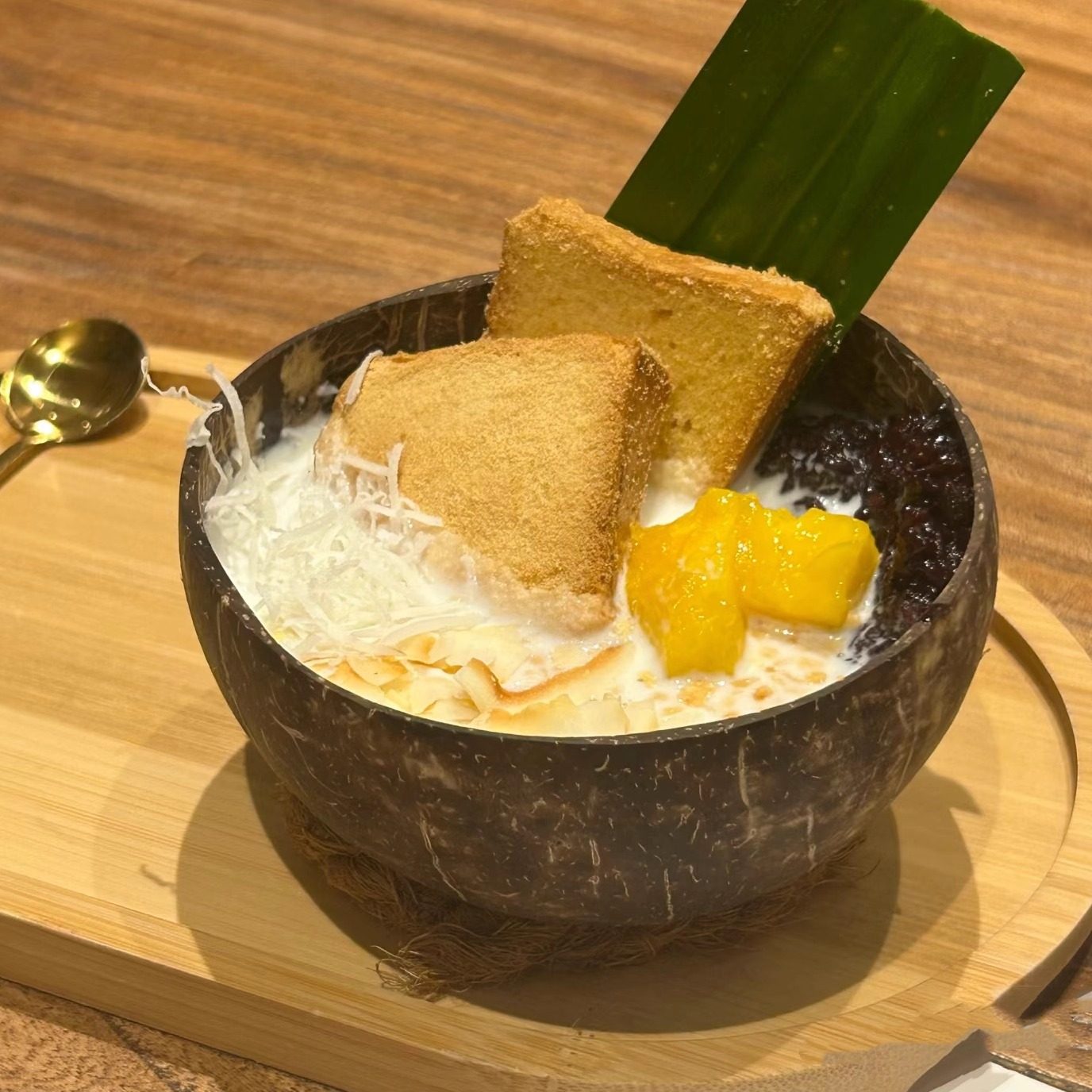 网红泡鲁达同款纯天然椰子碗燕麦片轻食椰壳木碗带勺创意特色餐具,淘宝优惠券,粉丝福利购,淘宝优惠卷