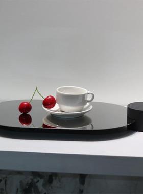 现代简约不锈钢几何收纳托盘摆件客厅玄关卧室酒店家居桌面装饰品