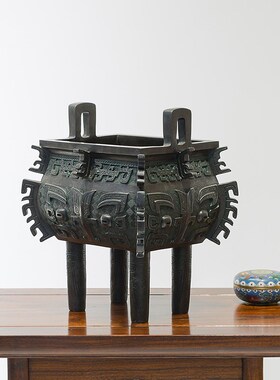 古铜官禺方鼎大号门厅仿古青铜器铜鼎摆件办公室乔迁公司开业礼品