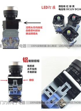 上海仪佳/一佳YJ139 LA38-11DNZS 带灯自锁按钮 22MM 厚银点铜件