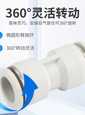 气动白色气管快速接头塑料胶直通PU46810121416mm PG变径大小对接