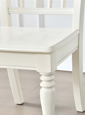 美式乡村白色全实木餐椅复古核桃木原木家用餐厅高靠背椅子
