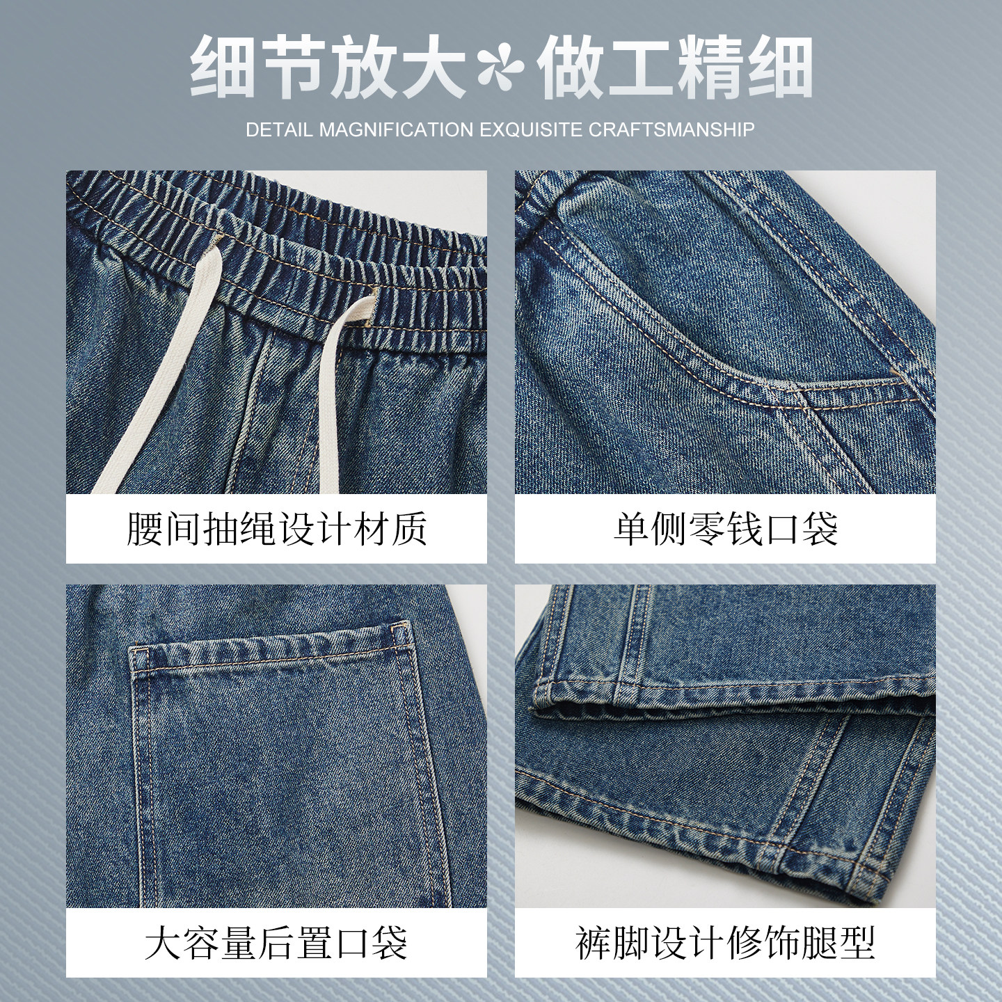 牛仔裤子男款春秋美式潮牌复古水洗潮牌宽松阔腿男士休闲直筒长裤,淘宝优惠券,粉丝福利购,淘宝优惠卷