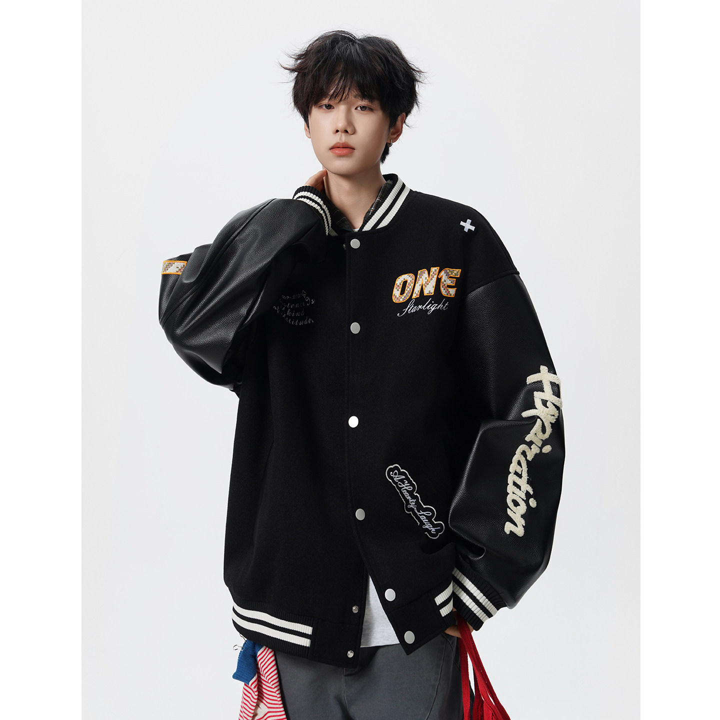 美式高街痞帅字母刺绣棒球服男春秋重磅复古宽松休闲夹克外套男款,淘宝优惠券,粉丝福利购,淘宝优惠卷