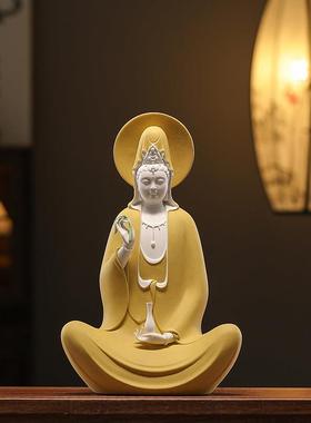 陶瓷西方三圣摆件大势至菩萨净瓶观世音菩萨大日如来阿弥陀佛神像