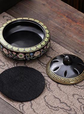 珐琅彩香炉彩莲创意倒流香炉檀香炉家用室内供佛茶道香薰炉