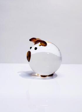 水晶小猪琉璃摆件创意礼品汽车饰品玻璃十二生肖定制可爱动物属相