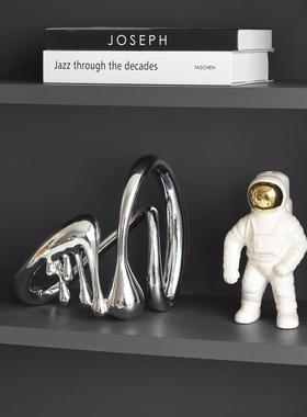 高级感抽象艺术异形电镀创意摆件家居客厅高档轻奢装饰品软装摆设