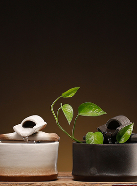 现代简约小型雾化加湿循环流水摆件家居玄关桌面造景装饰创意招财