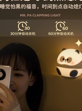 耙老师硅胶拍拍定时小夜灯卧室床头夜晚喂奶台灯睡眠可爱创意礼物