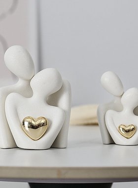 结婚礼物情侣摆件陶瓷刻字送新人婚房装饰品婚庆七夕专属跨境爆款