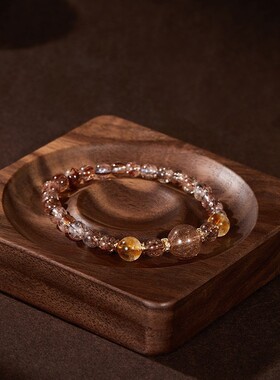 故宫黑金超七水晶手串黄塔晶手链