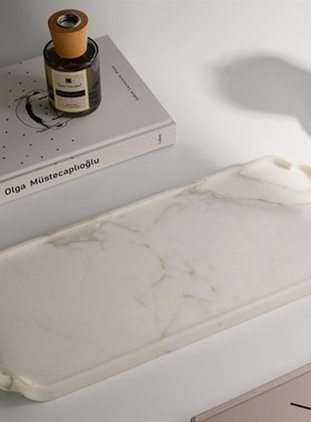 天然意大利鱼肚白鱼肚金 白色奢石大理石托盘摆件饰品可定制