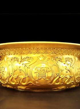 铜聚宝盆摆件铜缸香炉居家用客厅柜台存钱罐特大号店铺开业礼品纯