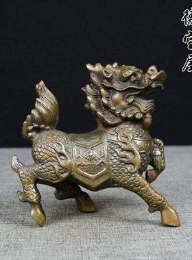 纯铜麒麟摆件彷古覆古一对小号大号摆件工艺礼品摆饰家用家居摆设