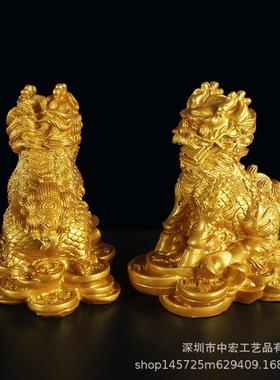 麒麟摆件一对麒麟客厅电视柜酒柜卧室门口装饰品工艺品摆设