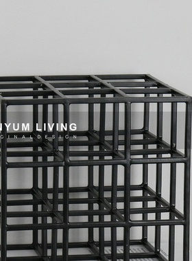 极简现代轻奢创意软装九宫格x方框铁艺摆设样板房间售楼处玄关摆