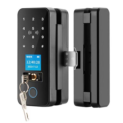 玻璃门指纹锁免开孔办公室密码有框无框单门双门双U开电子智能门 - 图3