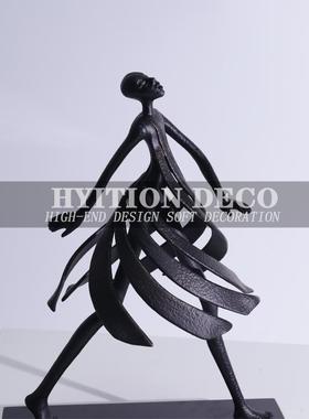 现代Normcore无障碍豪华黑色金属人物雕塑装饰品客厅入口样板房售