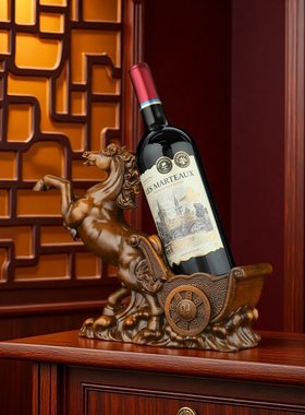 招财马拉车葡萄红酒架摆件创意高档酒柜乔迁新居布置装饰家用礼品