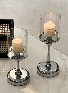 欧式复古玻璃烛台香薰蜡烛客厅玄关桌面摆件家居好物圣诞装饰品
