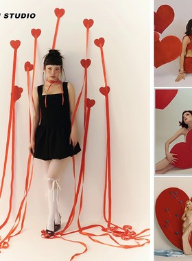 红色爱心kt板网红拍照道具写真影楼打卡点装饰布置店铺背景墙陈列