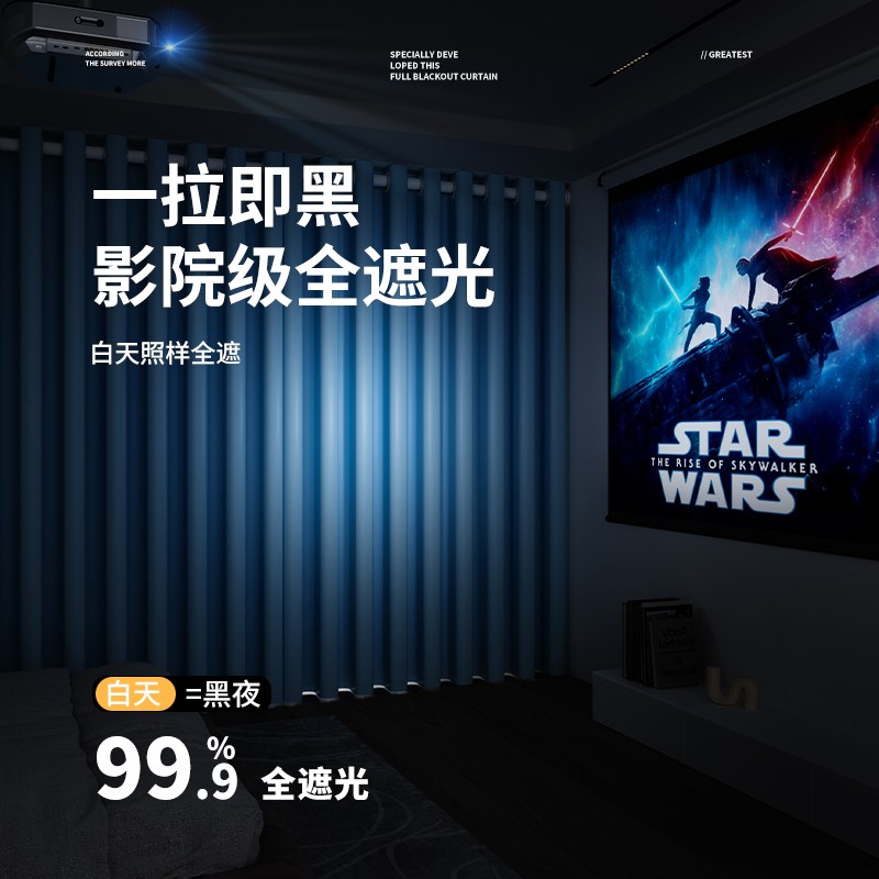 轻奢卧室窗帘全遮光2024年新款加厚G隔音隔热家用挂钩式阳台遮阳 - 图1