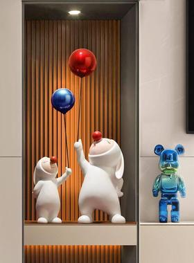 轻奢高档网红气球兔子电视柜两边桌面装饰品摆件客厅落地家居玄关