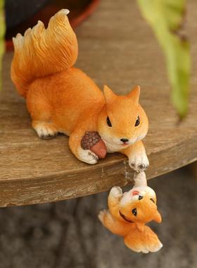 家居庭院花园装饰品客厅桌面松鼠母子摆件户外园林幼儿园森系礼物