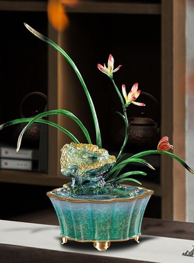 高端兰花铜摆件客厅高档办公室大气装饰公司开业礼物乔迁新居礼品