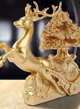 现代简约鹿摆件办公室客厅电视柜酒柜摆件家居装饰品树脂工艺品