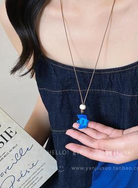 简约时尚渐层燕子吊坠项炼女2025新款爆款设计小众长版毛衣炼 炼