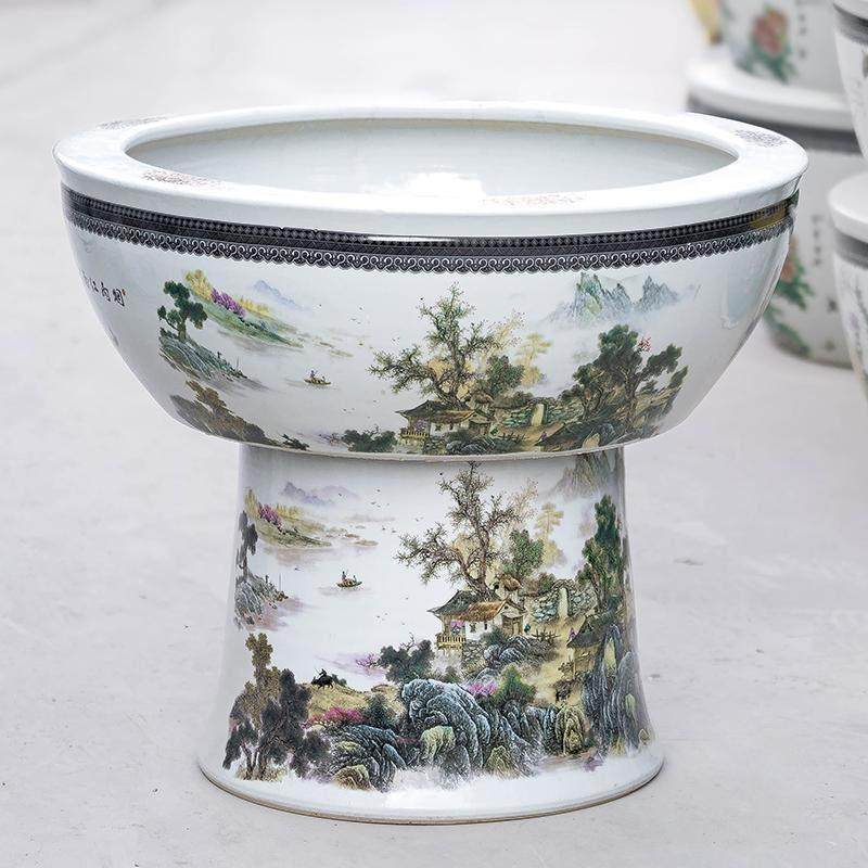 景德镇陶瓷鱼缸落地立柱式客厅大号吸水石盆乌龟缸睡莲碗莲盆庭院,淘宝优惠券,粉丝福利购,淘宝优惠卷