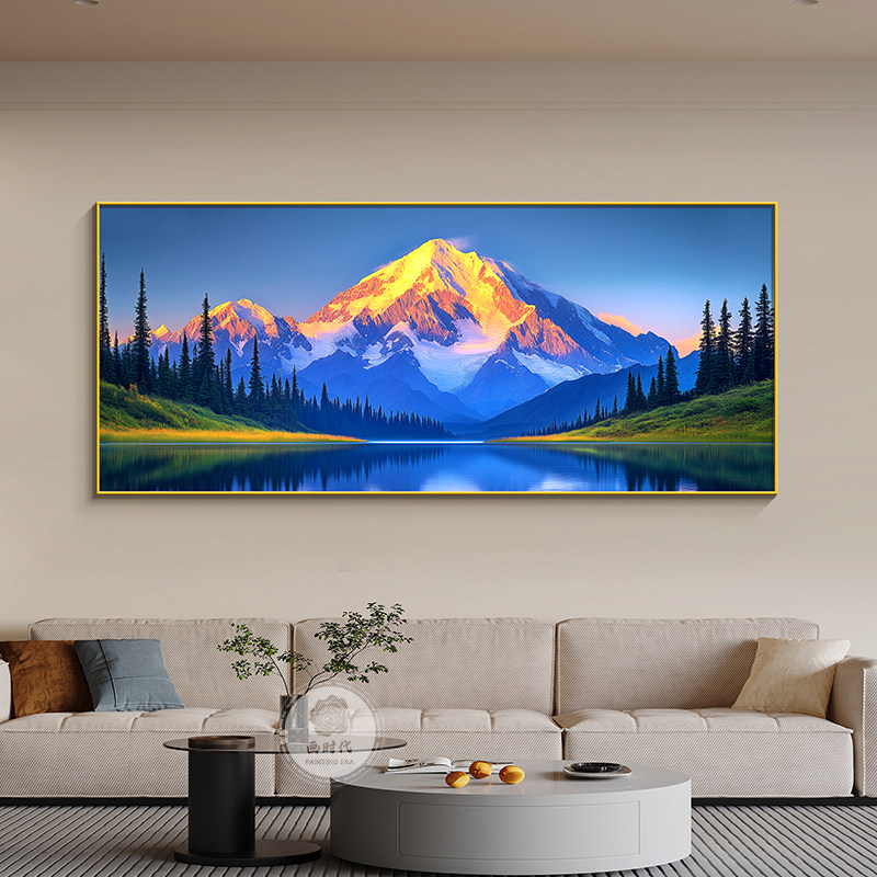 日照现代金山简约装饰画靠山背有风景画挂画卧室背景床头客厅沙发,淘宝优惠券,粉丝福利购,淘宝优惠卷