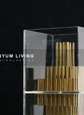 简约现代轻奢创意艺术正方金属摆件样板房售楼Q处玄关桌面家居摆