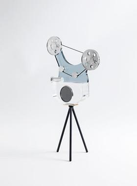 水晶留声机摆件立式高脚放映机摆件样板间家居酒店桌面软装工艺品