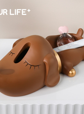 创意现代轻奢狗狗纸巾盒摆件家居钥匙收纳玄关茶几客厅装饰摆件