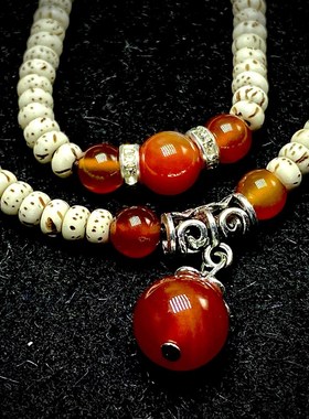 西藏拉扎诺布直发小星月菩提手链项链玛瑙设计款女士生日礼物包邮