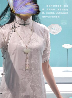 不染天然玉石莲荷花新中式年轻配旗袍连衣裙汉服流苏项链饰品