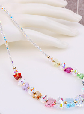 奥地利水晶项链女锁骨链串珠2021年新款转运彩色儿童颈链夏高级感