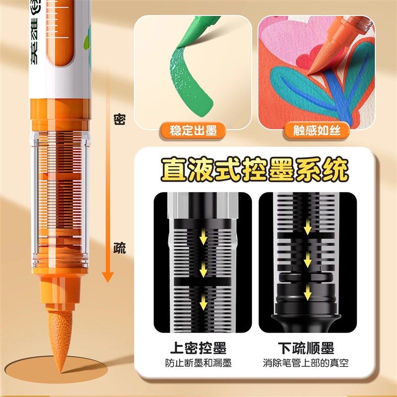 英雄直液式丙烯马克笔软头水彩笔美术专用画画笔儿童可洗无毒小学,淘宝优惠券,粉丝福利购,淘宝优惠卷