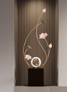 小中装式玄关饰摆件高级感r众客厅电视柜展示酒柜装新饰品荷花TT2