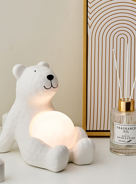可爱熊小夜灯uskb充电拍拍灯儿童房卧室床头灯北欧治愈系装饰摆件