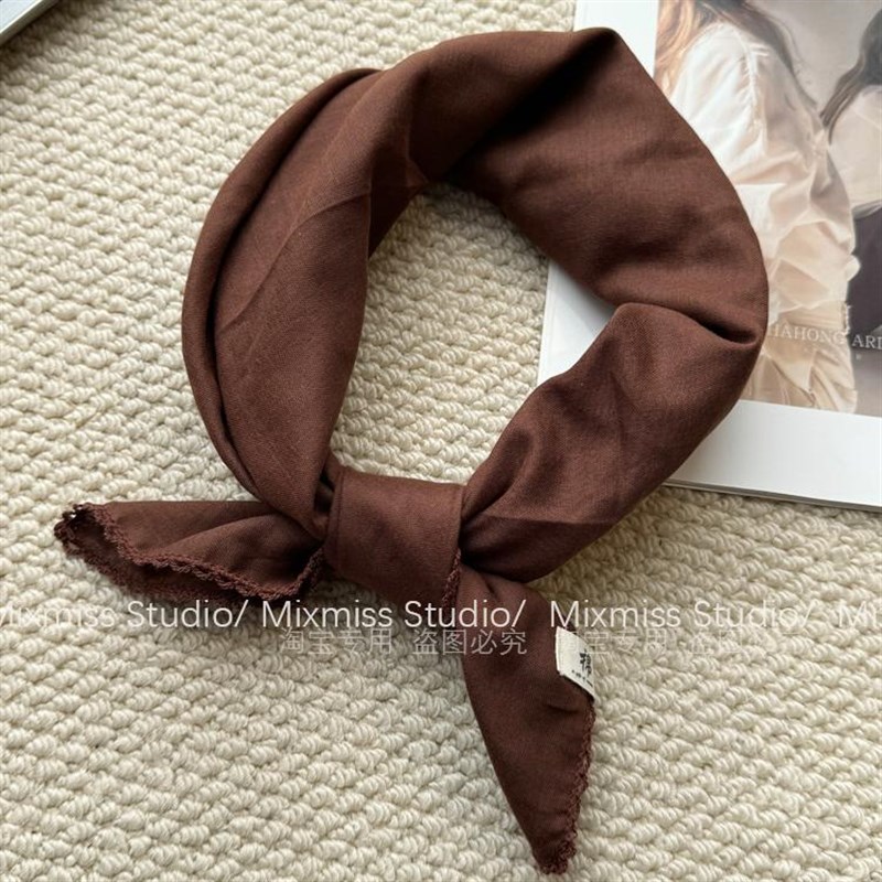 MIXMISS【藏青色】日系文艺叠穿棉质纯色小方巾定制X双层棉小领巾 - 图1