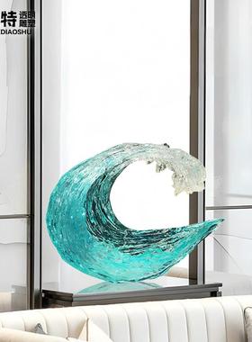 现代轻奢透明树脂雕塑高档酒店客厅玄关酒柜样板间琉璃艺术品